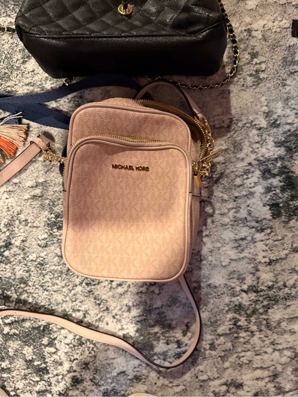 Michael Kors Pale Pink MK Monogram Crossbody Bag